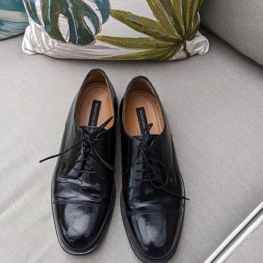 BOSTONIAN LUXE Mens Black Leather Oxfords Lace-Up Shoes Size 10